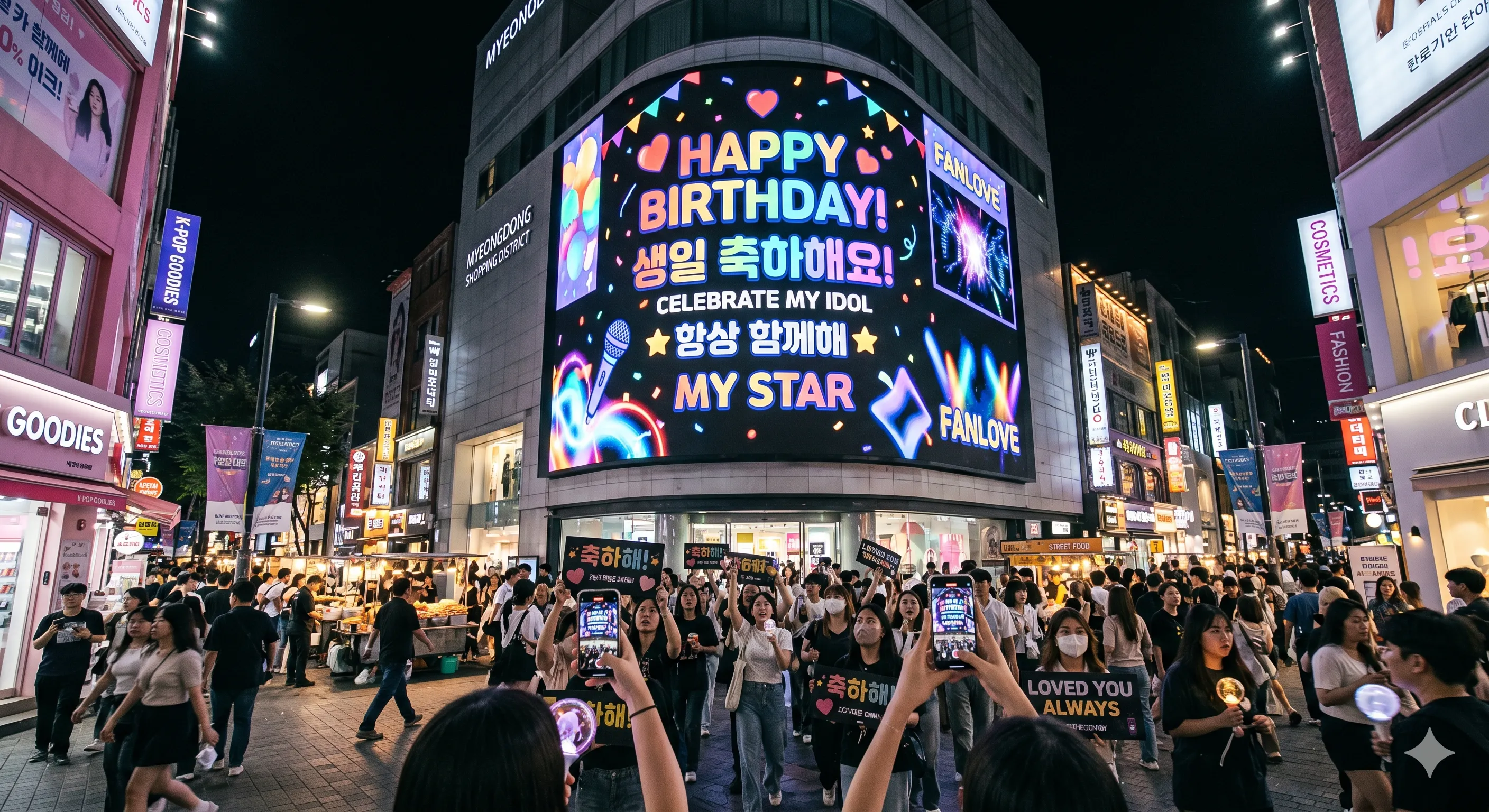 명동 LED 전광판 K팝 팬덤 광고